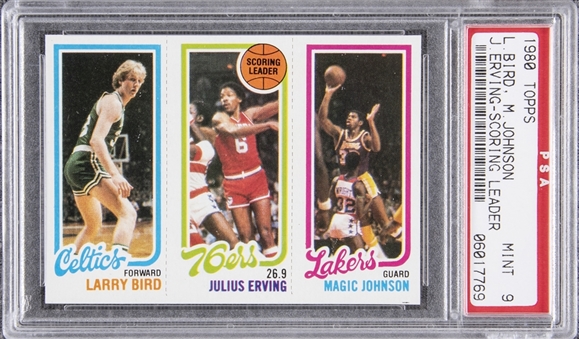 1980-81 Topps Larry Bird/Magic Johnson Rookie Card – PSA MINT 9 